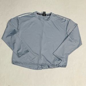 SPYDER Active Light Blue Long Sleeve Drawstring Waist Workout Shirt, Women Sz L